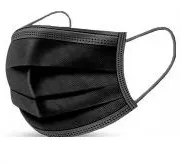 Маска трехслойная одноразовая с фиксатором. Черная  50 шт.