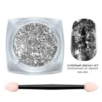 Хлопья Юки для ногтей серебро 07